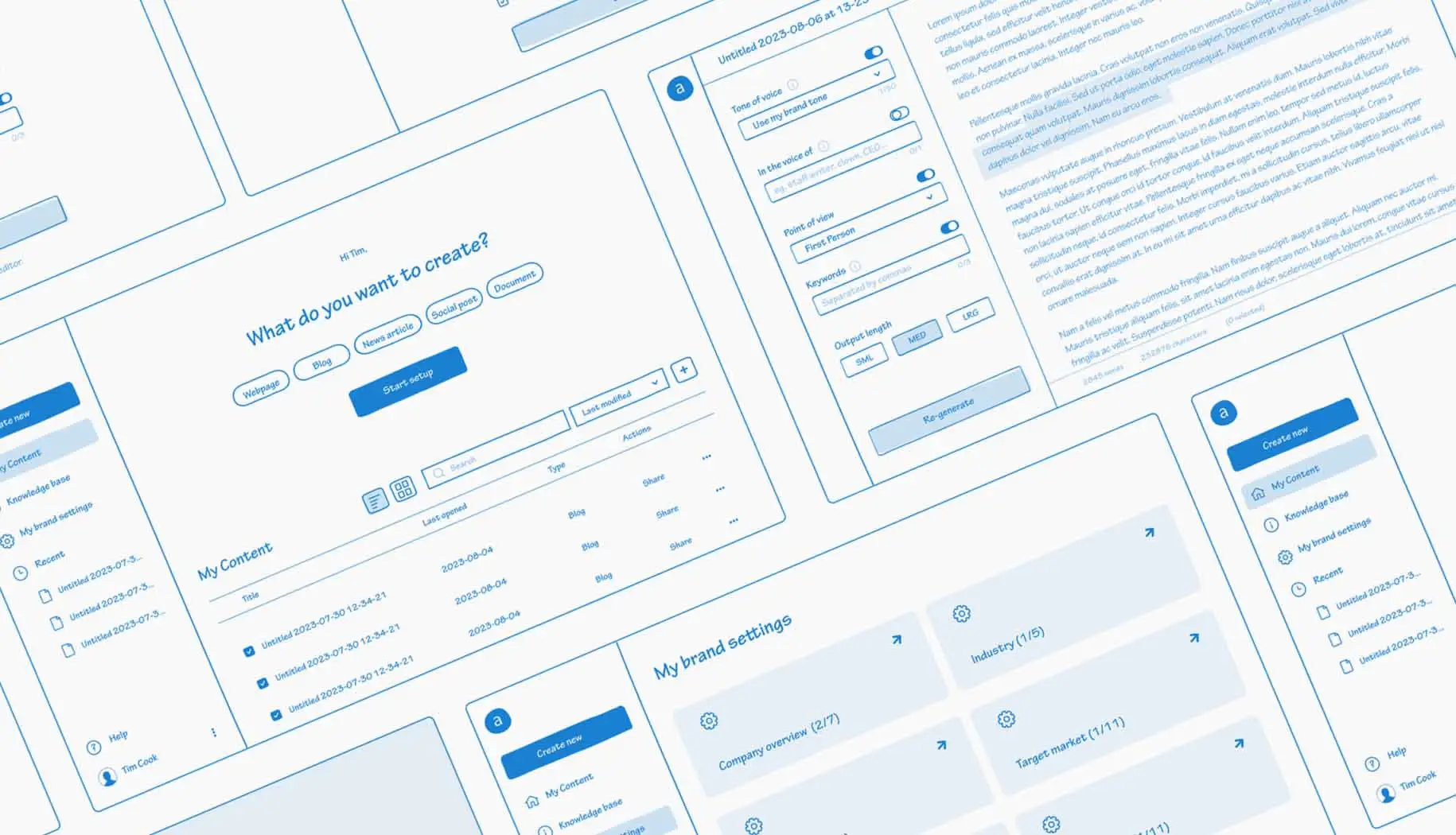 A collection of the lo-fi wireframes that were created