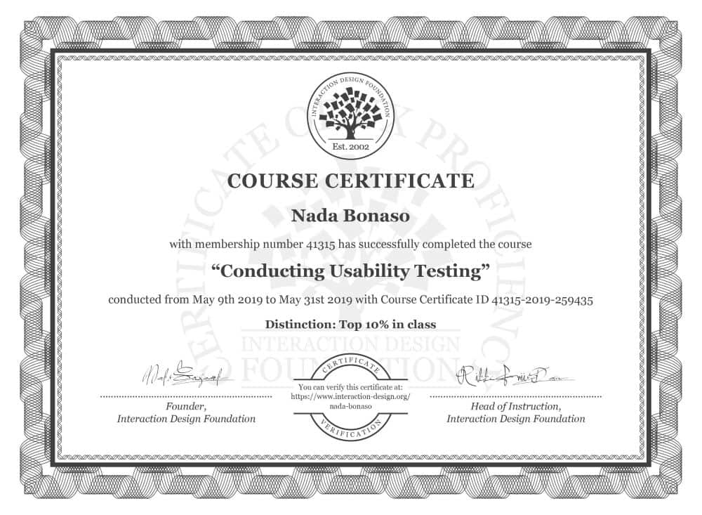 Conducting Usability Testing Certificate