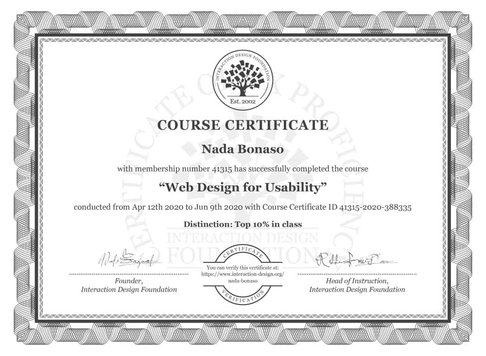 Web Design for Usability Certificate