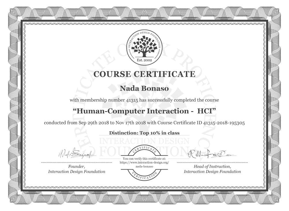 Human-Computer Interaction - HCI Certificate