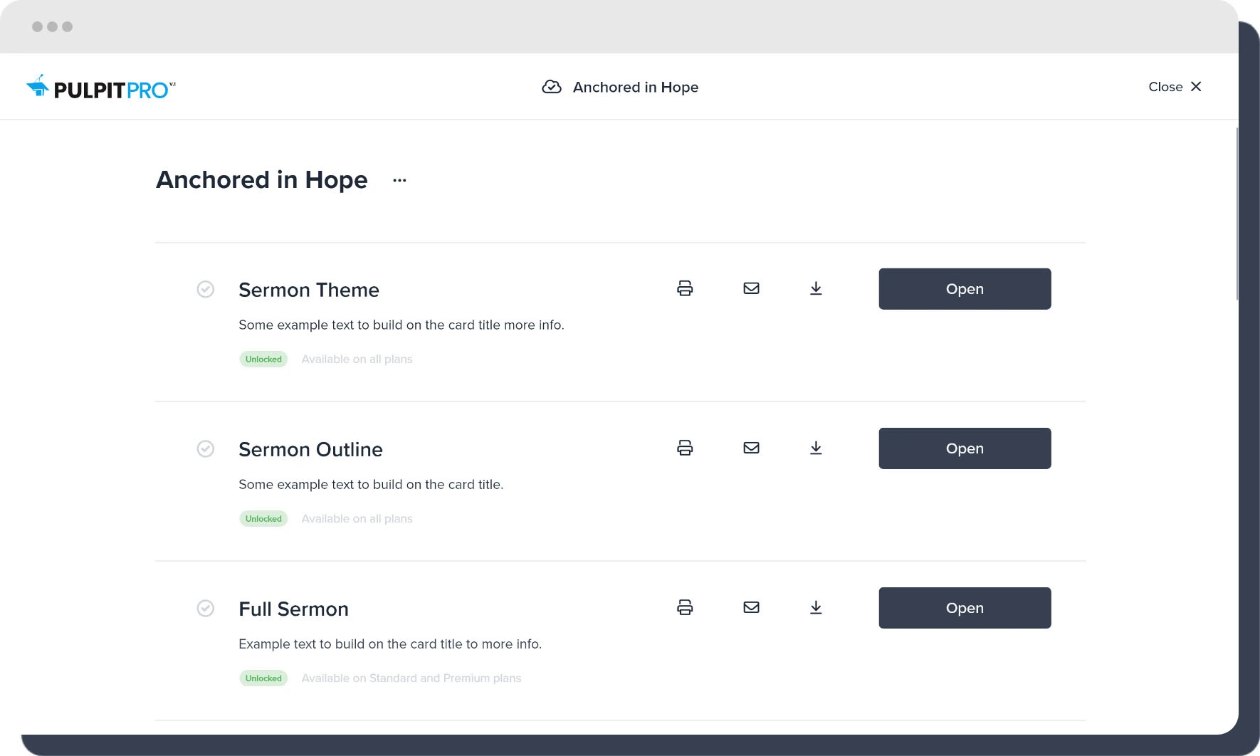 Product screenshot for sermon summary page