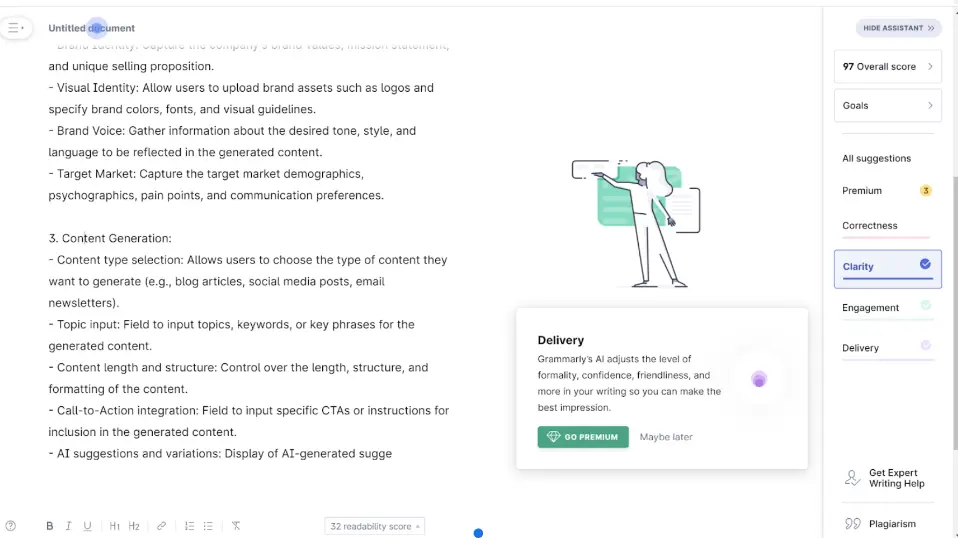 Screenshot of researching Grammarly