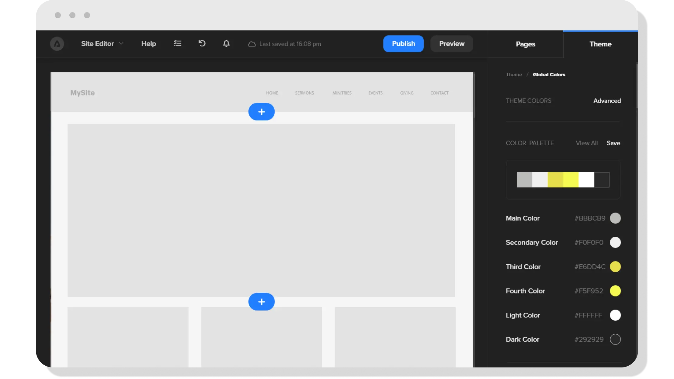 Product screenshot of no-code website builder