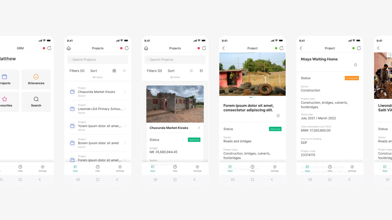 Screenshots of an app use cases