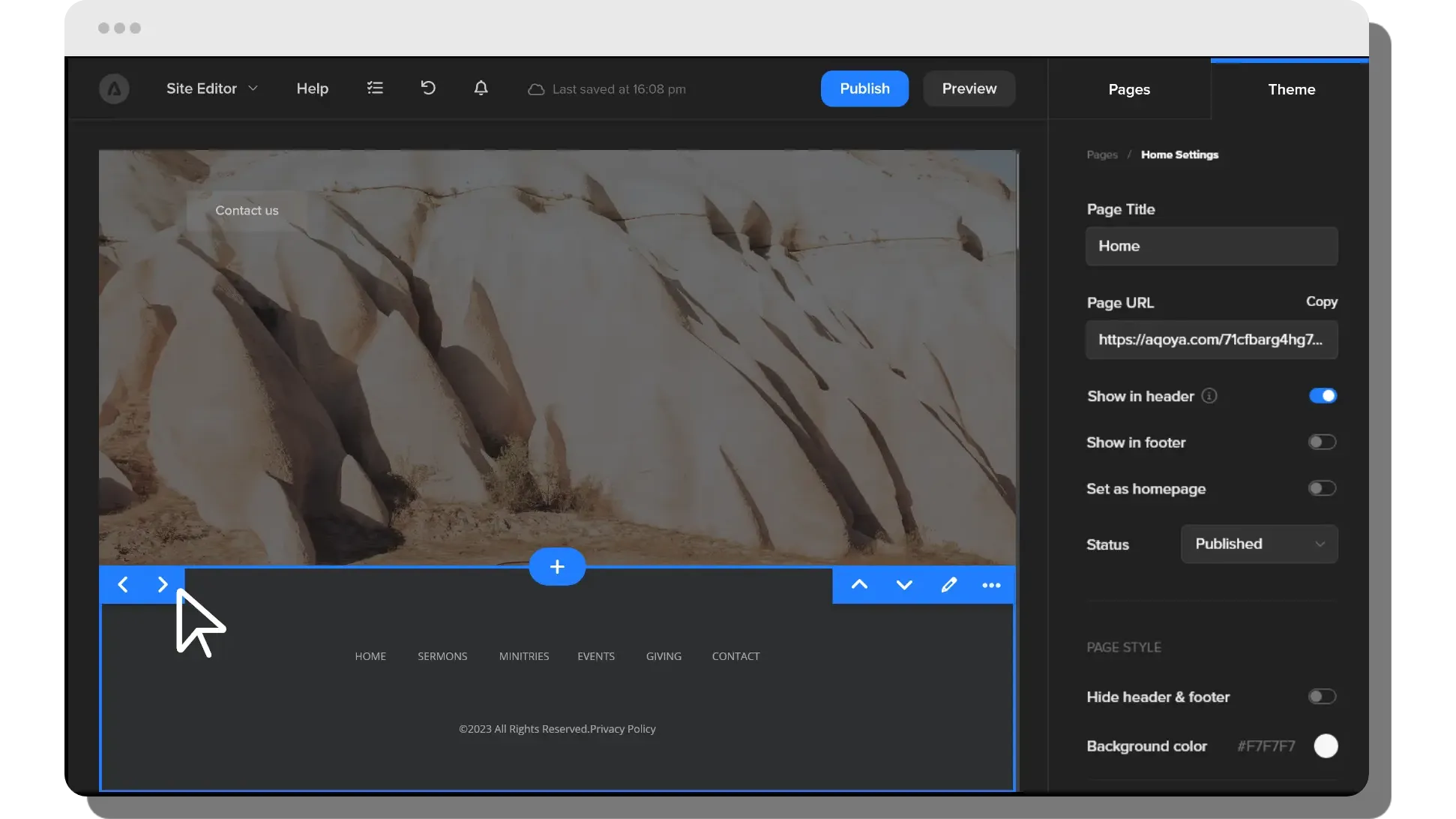 Product screenshot for switching between section layouts