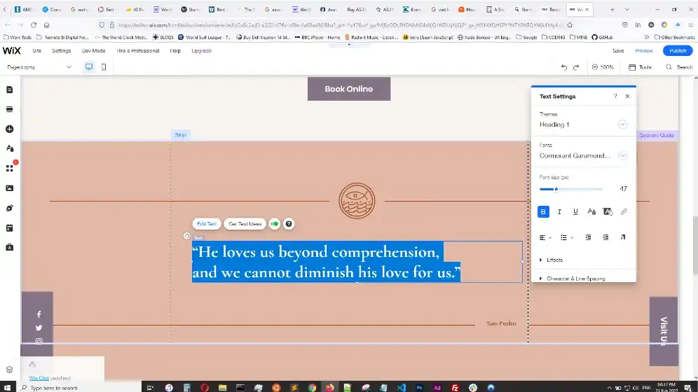 Screenshot from researching Wix